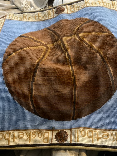 Basketball needlepoint pillow - basketball,